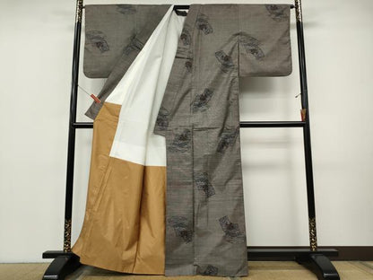 平和屋着物●本場大島紬　9マルキ　地紙風景草木文　正絹　逸品　CABI9824ut