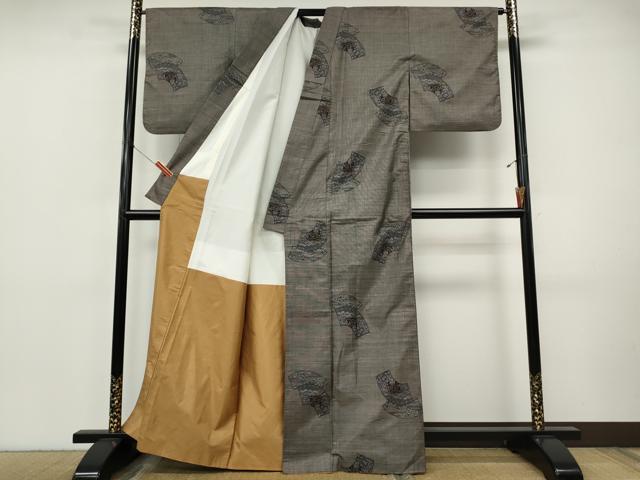 平和屋着物●本場大島紬　9マルキ　地紙風景草木文　正絹　逸品　CABI9824ut