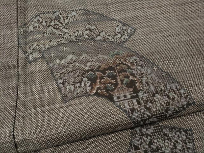 平和屋着物●本場大島紬　9マルキ　地紙風景草木文　正絹　逸品　CABI9824ut
