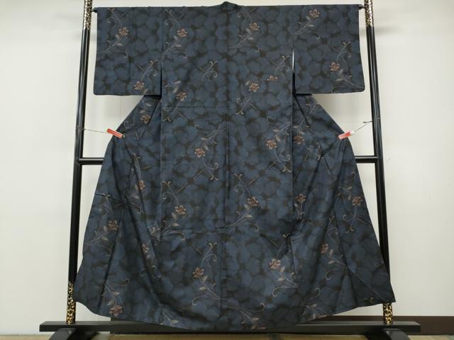平和屋着物●本場大島紬　9マルキ　雪輪枝花文　正絹　逸品　CABI9828ut