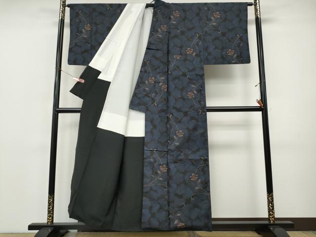 平和屋着物●本場大島紬　9マルキ　雪輪枝花文　正絹　逸品　CABI9828ut