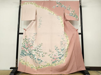 平和屋着物●訪問着　友禅　草花文　暈し染め　正絹　逸品　CABI9831ut