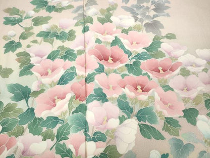 平和屋着物●訪問着　友禅　草花文　暈し染め　正絹　逸品　CABI9831ut