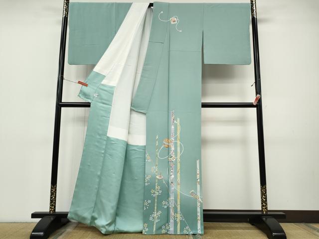 平和屋着物●訪問着　駒刺繍　独楽　羽子板　暈し染め　金彩　正絹　逸品　CABI9833ut