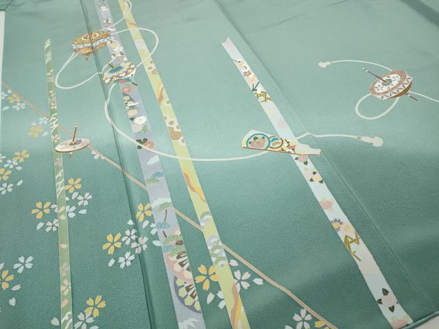 平和屋着物●訪問着　駒刺繍　独楽　羽子板　暈し染め　金彩　正絹　逸品　CABI9833ut