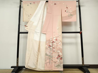 平和屋着物●訪問着　流水草花文　暈し染め　金彩　正絹　逸品　CABI9834ut