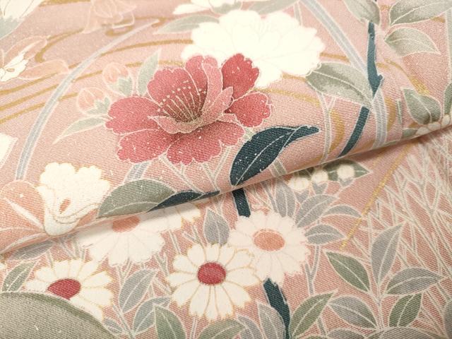 平和屋着物●訪問着　流水草花文　暈し染め　金彩　正絹　逸品　CABI9834ut