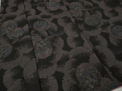 平和屋着物●本場大島紬　9マルキ　雪輪草花文　正絹　逸品　CABI9836ut