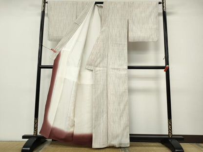 平和屋着物●白鷹お召　80亀甲　立涌文　正絹　逸品　CABI9837ut