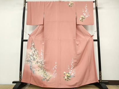 平和屋着物●訪問着　友禅　草花文　暈し染め　正絹　逸品　CABI9840ut