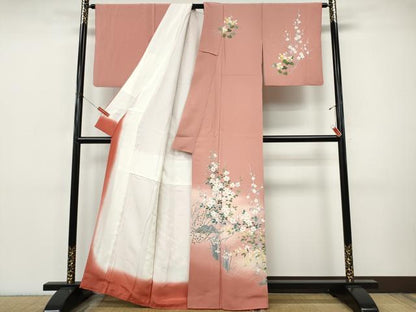 平和屋着物●訪問着　友禅　草花文　暈し染め　正絹　逸品　CABI9840ut