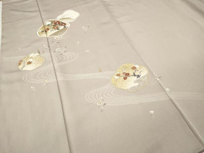 平和屋着物●訪問着　伊と幸　新雪井　流水花文　金彩　反端付き　正絹　逸品　CABI9841ut