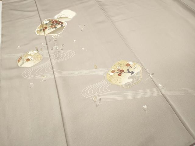 平和屋着物●訪問着　伊と幸　新雪井　流水花文　金彩　反端付き　正絹　逸品　CABI9841ut