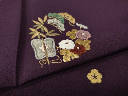 平和屋着物●訪問着　竹屋町刺繍　花蝶丸文　正絹　逸品　CABI9842ut