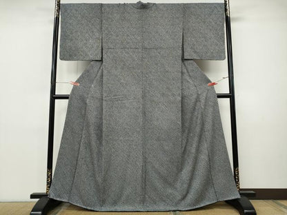 平和屋着物●大変加工の良い総絞り小紋　黒地　正絹　逸品　未使用　CABI9843ut