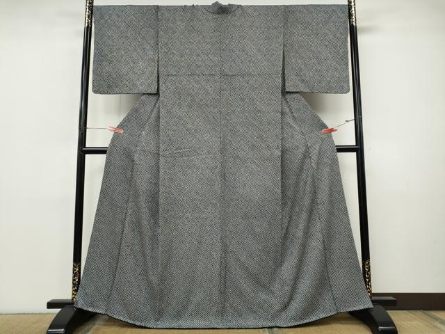 平和屋着物●大変加工の良い総絞り小紋　黒地　正絹　逸品　未使用　CABI9843ut