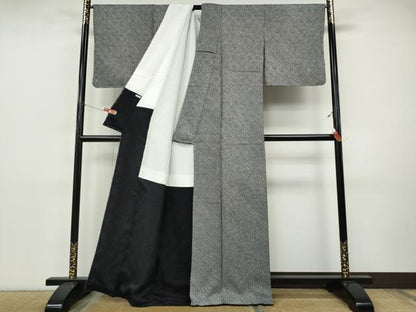平和屋着物●大変加工の良い総絞り小紋　黒地　正絹　逸品　未使用　CABI9843ut
