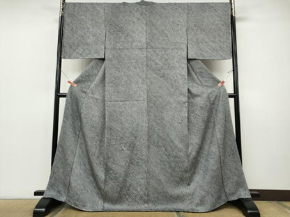 平和屋着物●大変加工の良い総絞り小紋　黒地　正絹　逸品　未使用　CABI9847ut