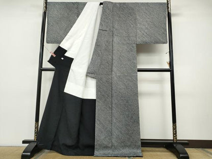 平和屋着物●大変加工の良い総絞り小紋　黒地　正絹　逸品　未使用　CABI9847ut