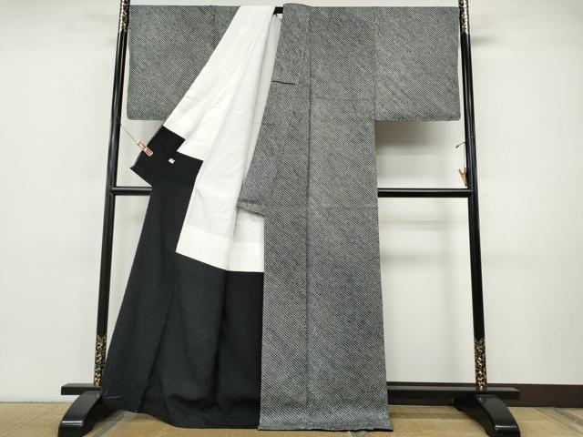 平和屋着物●大変加工の良い総絞り小紋　黒地　正絹　逸品　未使用　CABI9847ut