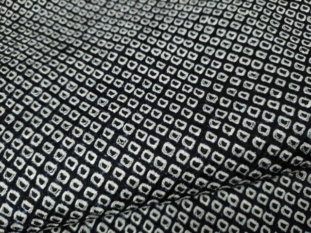 平和屋着物●大変加工の良い総絞り小紋　黒地　正絹　逸品　未使用　CABI9847ut