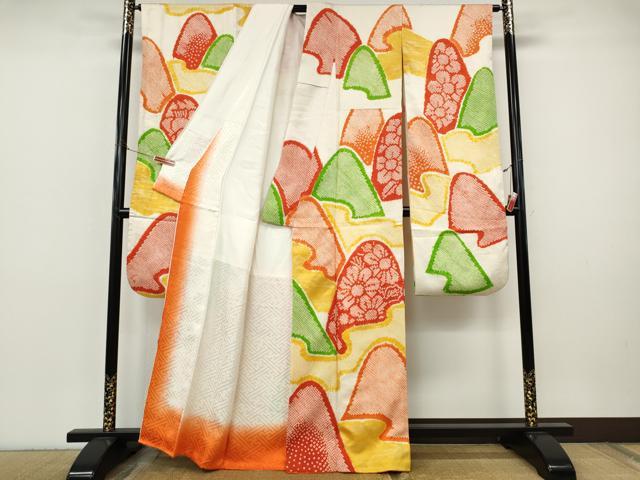 平和屋着物●豪華振袖　総絞り　エ霞遠山花文　金彩　正絹　逸品　CABI9849ut