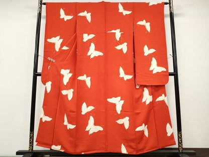 平和屋着物●豪華振袖　地紋起こし　舞蝶文　金彩　正絹　逸品　CABI9850ut