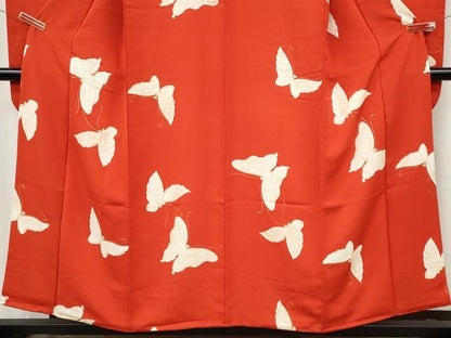 平和屋着物●豪華振袖　地紋起こし　舞蝶文　金彩　正絹　逸品　CABI9850ut