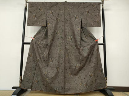 平和屋着物●本場大島紬　7マルキ　枝花文　正絹　逸品　CABI9851ut