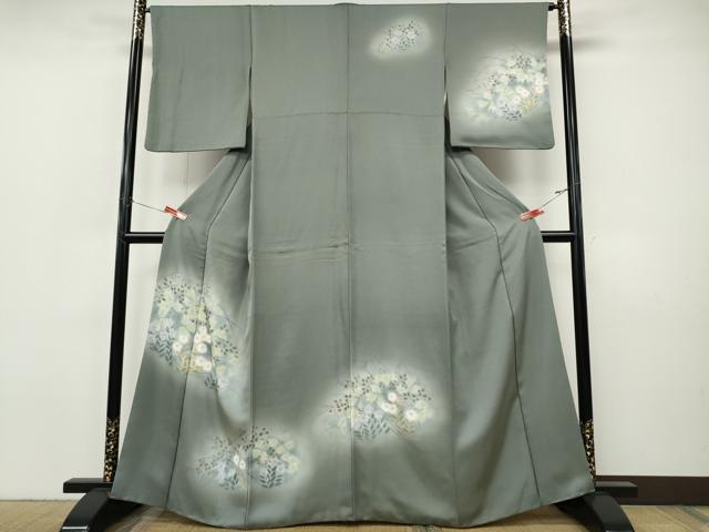 平和屋着物●訪問着　手描き　草花文　暈し染め　正絹　逸品　CABI9853ut