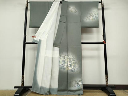 平和屋着物●訪問着　手描き　草花文　暈し染め　正絹　逸品　CABI9853ut