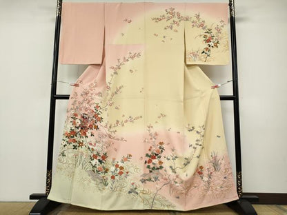 平和屋着物●訪問着　貝桶鴛鴦花文　暈し染め　金彩　正絹　逸品　CABI9854ut