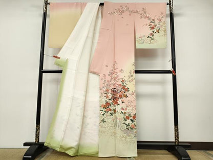 平和屋着物●訪問着　貝桶鴛鴦花文　暈し染め　金彩　正絹　逸品　CABI9854ut