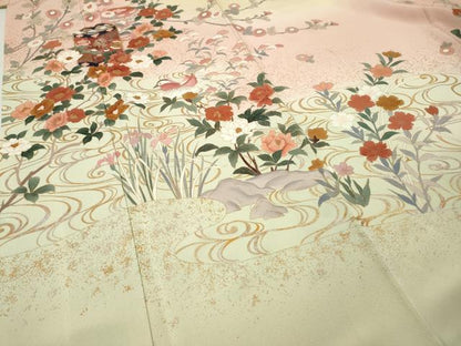 平和屋着物●訪問着　貝桶鴛鴦花文　暈し染め　金彩　正絹　逸品　CABI9854ut