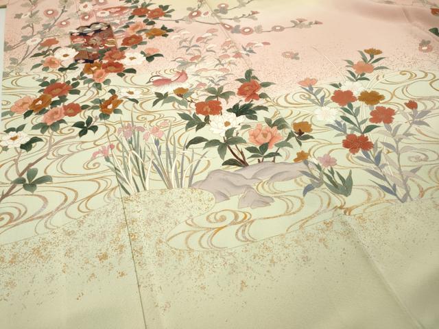 平和屋着物●訪問着　貝桶鴛鴦花文　暈し染め　金彩　正絹　逸品　CABI9854ut