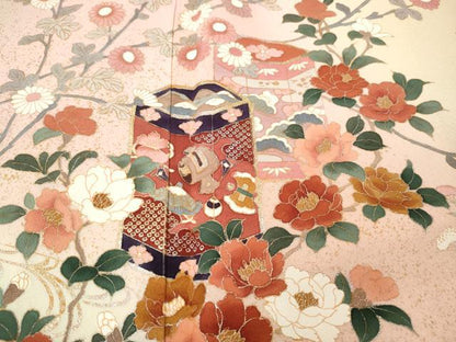平和屋着物●訪問着　貝桶鴛鴦花文　暈し染め　金彩　正絹　逸品　CABI9854ut