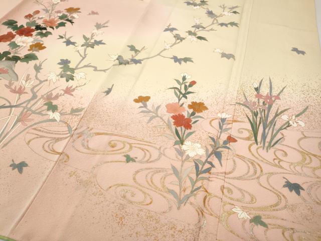 平和屋着物●訪問着　貝桶鴛鴦花文　暈し染め　金彩　正絹　逸品　CABI9854ut