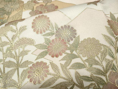 平和屋着物●中国三大刺繍　スワトウ刺繍　訪問着　エ霞草花文　暈し染め　金彩　正絹　逸品　CABI9855ut