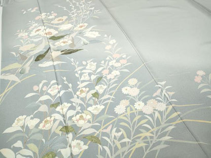 平和屋着物●訪問着　草花文　暈し染め　金彩　ロング丈　正絹　逸品　CABI9856ut