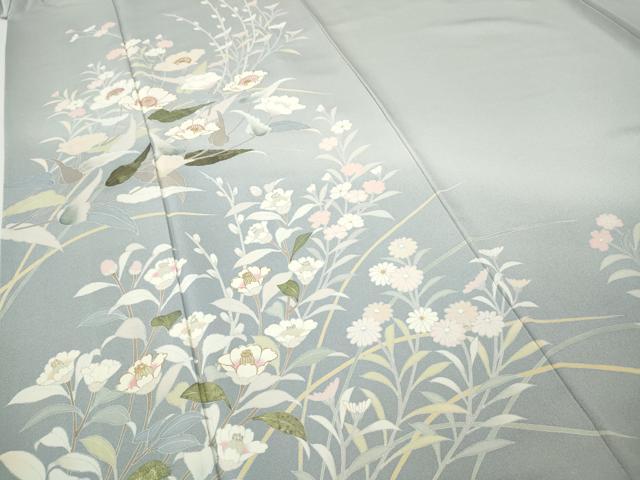 平和屋着物●訪問着　草花文　暈し染め　金彩　ロング丈　正絹　逸品　CABI9856ut