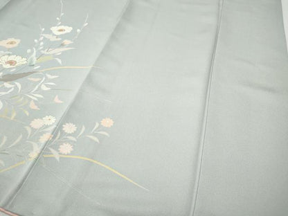 平和屋着物●訪問着　草花文　暈し染め　金彩　ロング丈　正絹　逸品　CABI9856ut