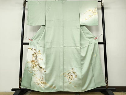 平和屋着物●金彩友禅作家　木村桂友　訪問着　遠山風景草花文　暈し染め　金彩　正絹　逸品　未使用　CABI9857ut