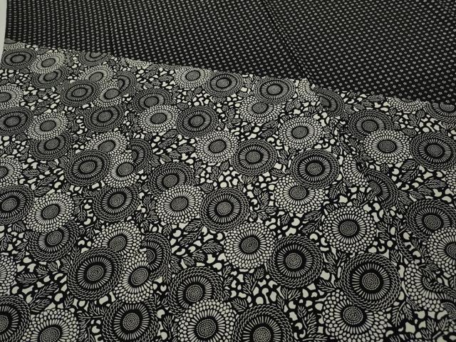 平和屋着物●色留訪問着　型染め　舞菊文　黒地　正絹　逸品　CABI9860ut