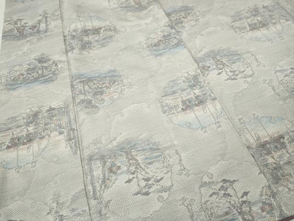平和屋着物●本場大島紬　白大島　9マルキ　雪輪風景人物文　総絣　正絹　逸品　CABI9861ut