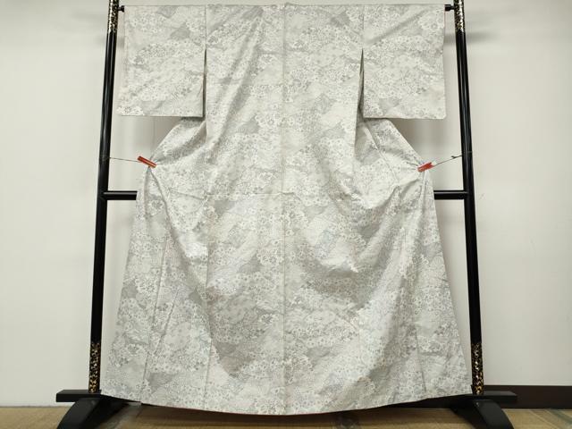 平和屋着物●本場大島紬　白大島　9マルキ　切嵌吉祥花文　正絹　逸品　CABI9862ut