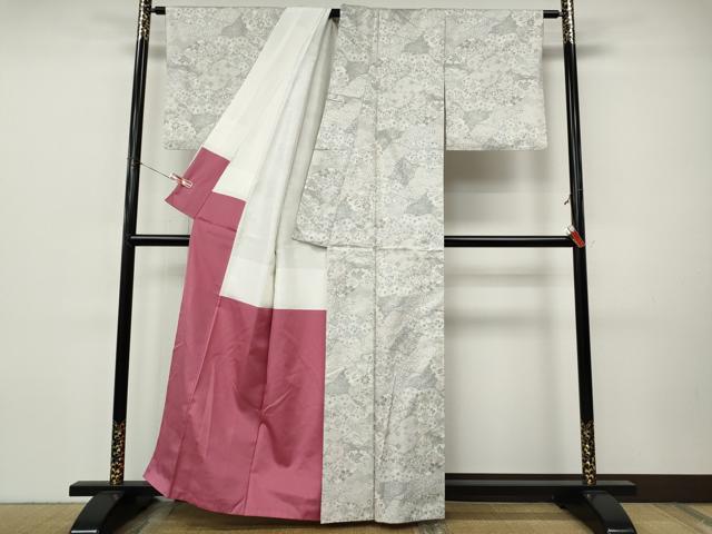 平和屋着物●本場大島紬　白大島　9マルキ　切嵌吉祥花文　正絹　逸品　CABI9862ut