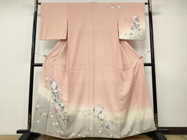 平和屋着物●訪問着　友禅　枝花文　暈し染め　正絹　逸品　CABI9863ut
