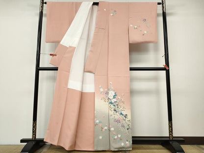 平和屋着物●訪問着　友禅　枝花文　暈し染め　正絹　逸品　CABI9863ut
