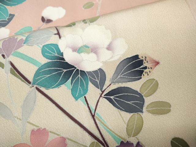 平和屋着物●訪問着　友禅　枝花文　暈し染め　正絹　逸品　CABI9863ut