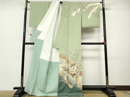 平和屋着物●訪問着　熨斗風景枝花文　暈し染め　金銀彩　正絹　逸品　CABI9867ut